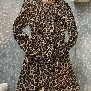 Tory Burch Leopard Print Long Sleeve Dress